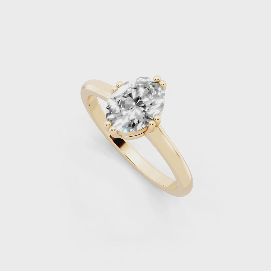Modern Oval Lab Grown Diamond Solitaire Ring in Yellow, White, Rose Gold
