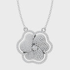 Premium Floral White, Rose, Gold Tone Pave Pendant Necklace with Round Cut Lab Grown Accents