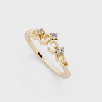 Vintage Scroll Crown Lab Grown Diamond Three-Stone Ring for Birthday Gift