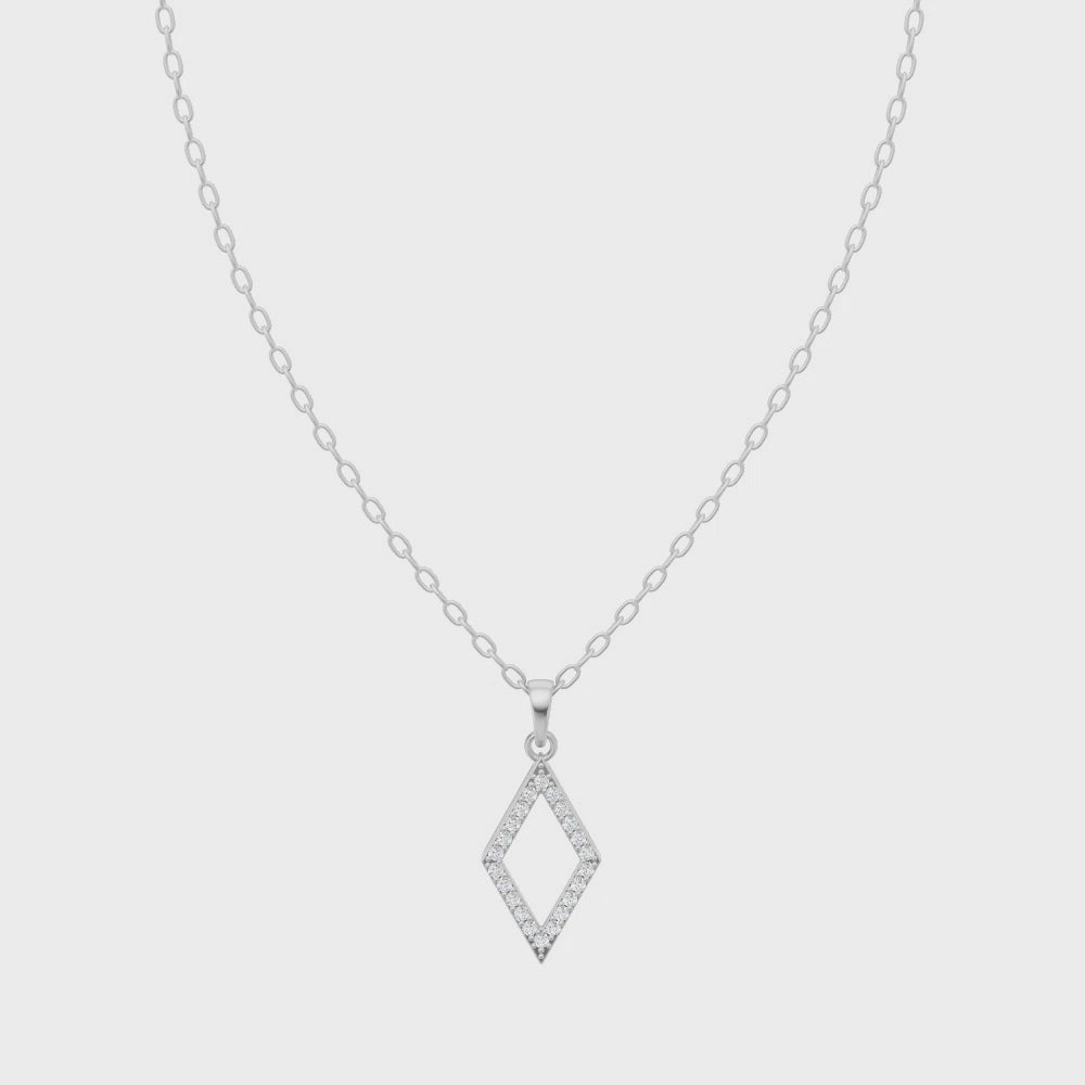 Elegant Geometric Pave Pendant Necklace in 10 or 14 or 18K Gold Tone