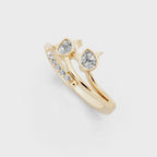 Modern Pear Cut Lab Grown Diamond Open Bypass Ring with Side Round Cut Accents