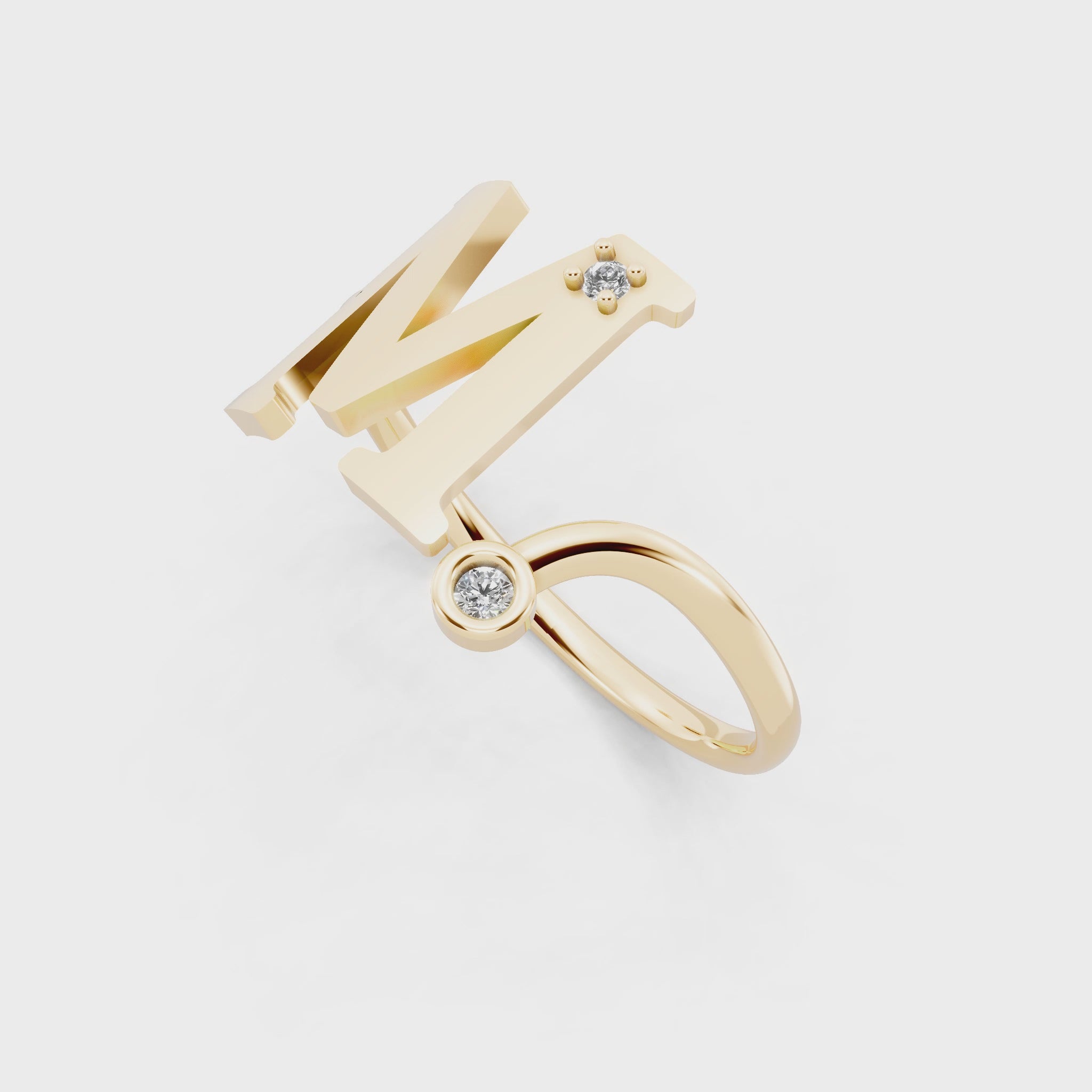 Elegant M Initial Ring with Brilliant Lab Created Stone Accents