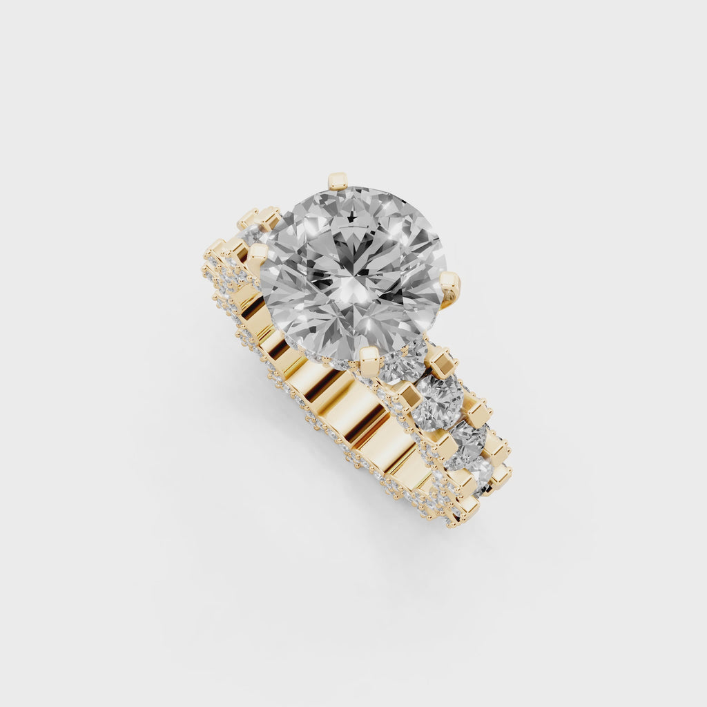 Aurelle Round Lab Grown Diamond Ring in Yellow, White, Rose Gold Tone