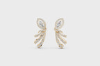 Premium Leaf Drop Stud Marquise Cut Lab Created Diamond Earrings with Pave-Style Sparkle Accents