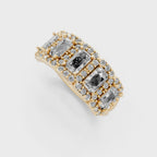 Pave & Halo Framed Emerald-Cut Lab Created Diamond Anniversary Ring for Her