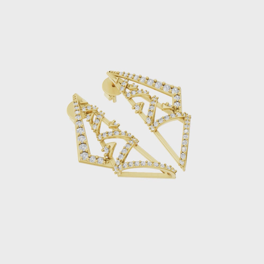 Astra Geometric Pavé Arc Earrings in White or Rose or Gold Tone with Brilliant Lab Grown Diamond