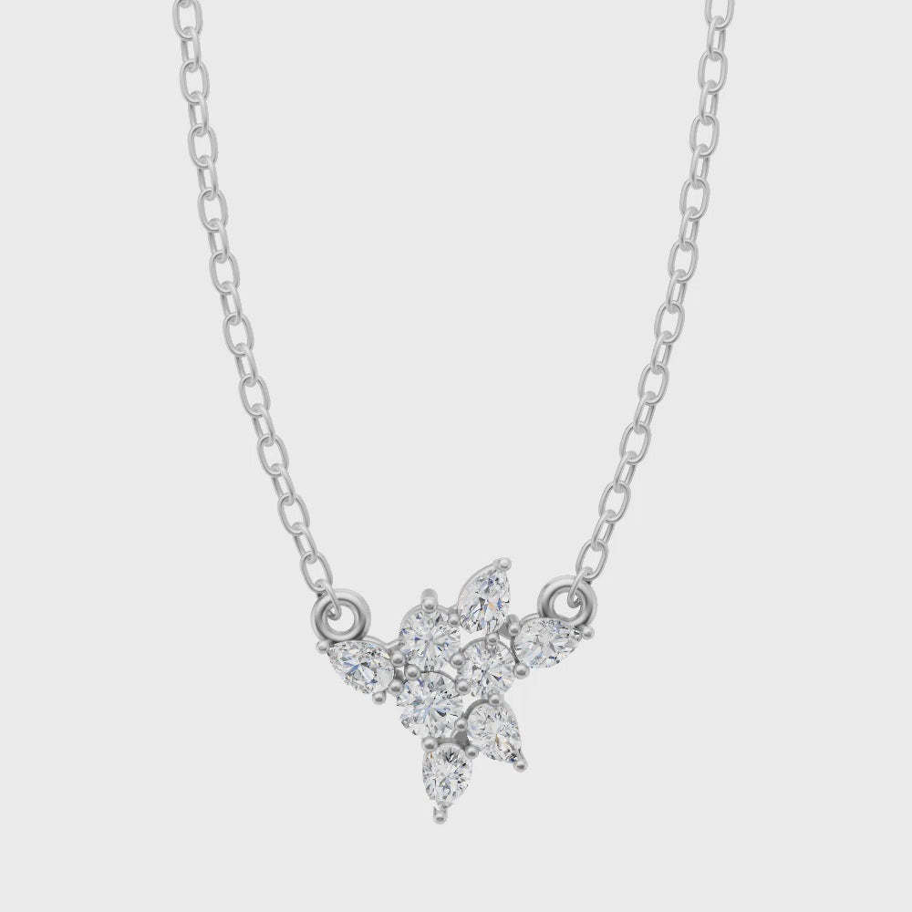 Celestine Cluster Pendant Necklace with Round Brilliant Lab Grown Diamonds