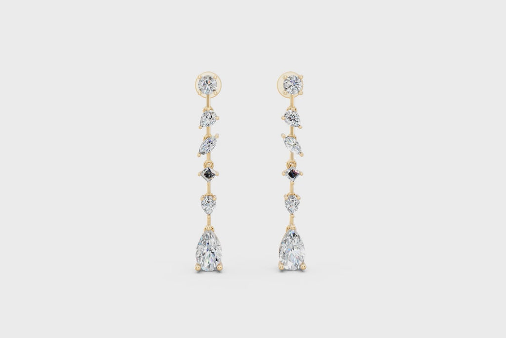 Bellara Charm Cascade Teardrop Lab Grown Diamond Earrings for Birthday Gift