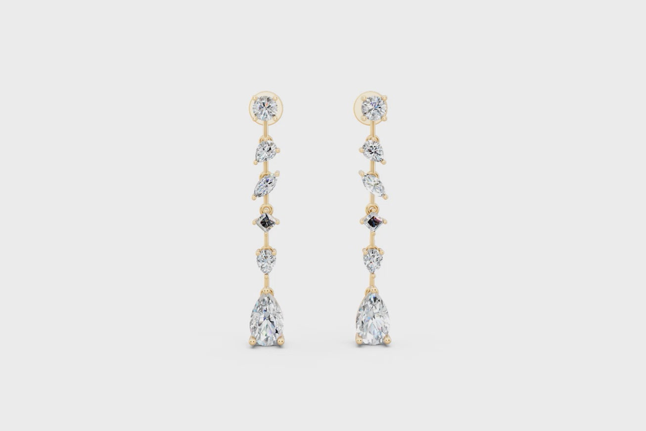 Bellara Charm Cascade Teardrop Lab Grown Diamond Earrings for Birthday Gift