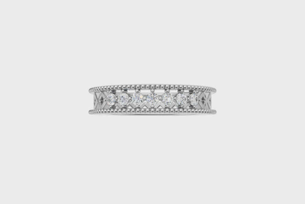 Celestia Diamond Beaded Band Ring