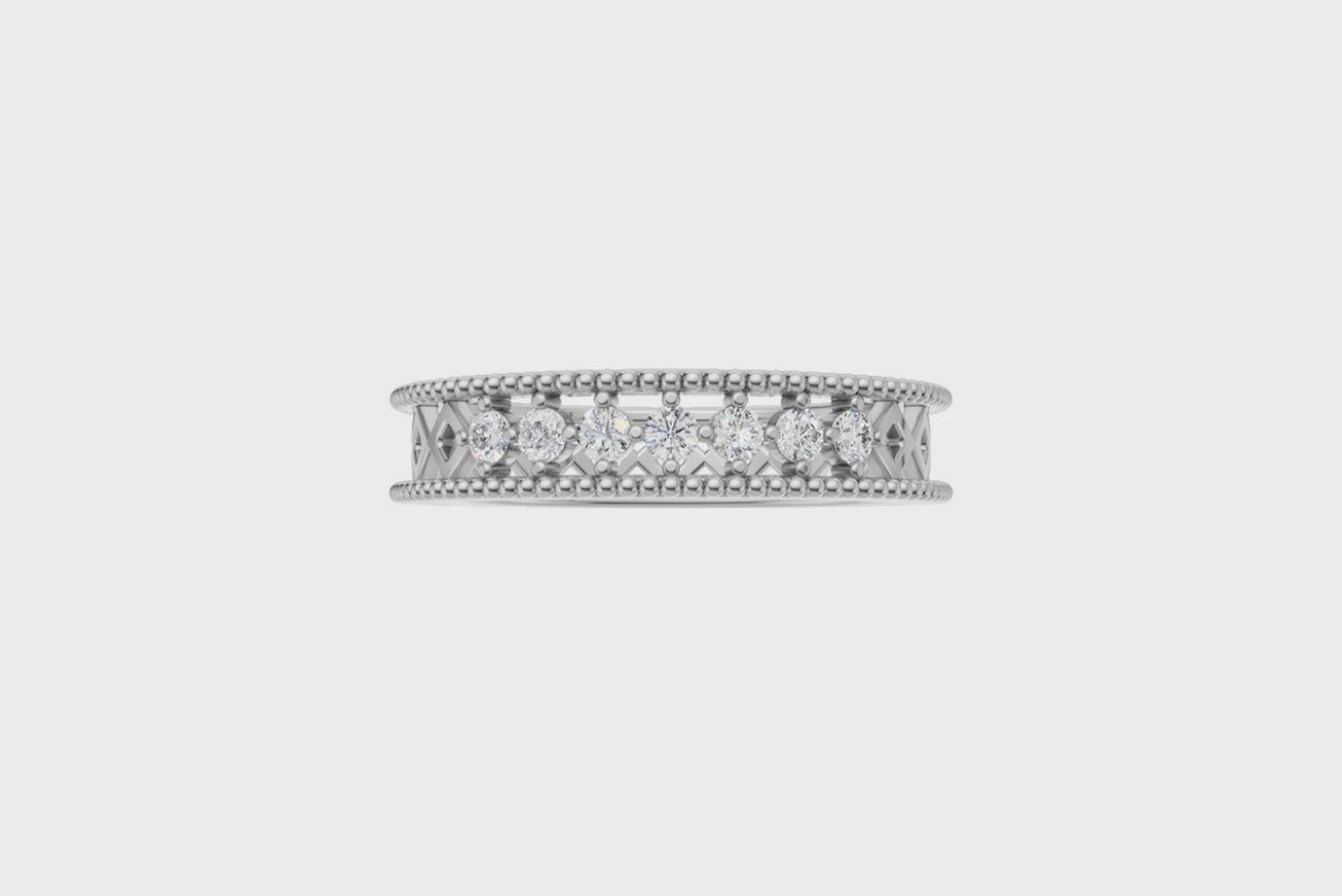 Celestia Diamond Beaded Band Ring