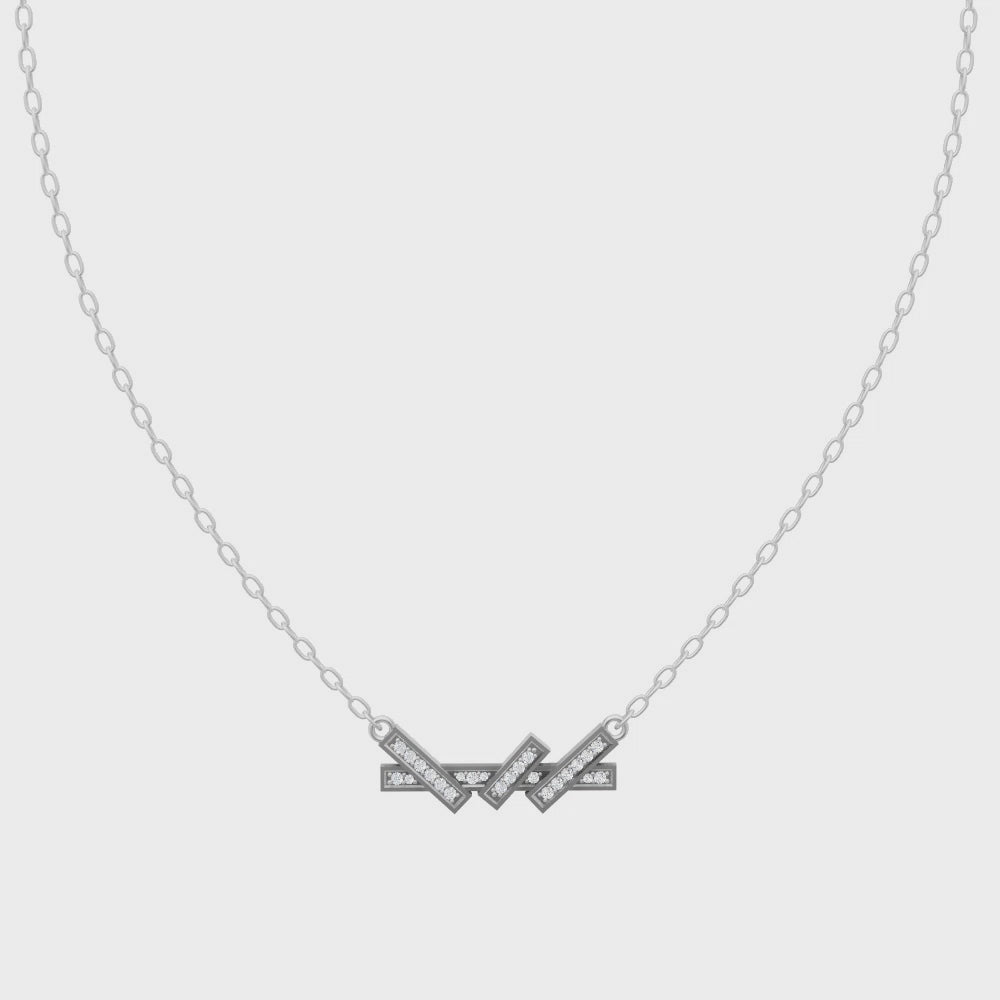Aveline Chevron Crossover Necklace in White or Yellow or Rose Gold