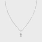 Sparkle Pear Shape Frame Necklace with Solitaire Lab Created Stone & Bezel Setting