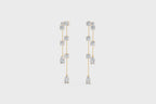 Fancy Long Statement Drop Earrings for Women with Lab Grown Diamond Station Design