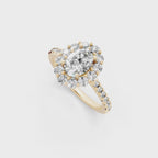 Unique Oval Halo Lab Grown Diamond Engagement Ring with Pave Band