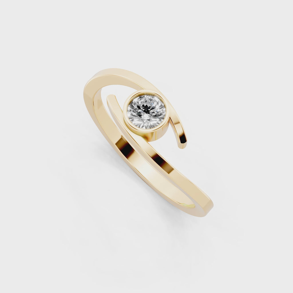 Minimal Bezel Set Round Cut Lab Grown Diamond Solitaire Proposal Ring