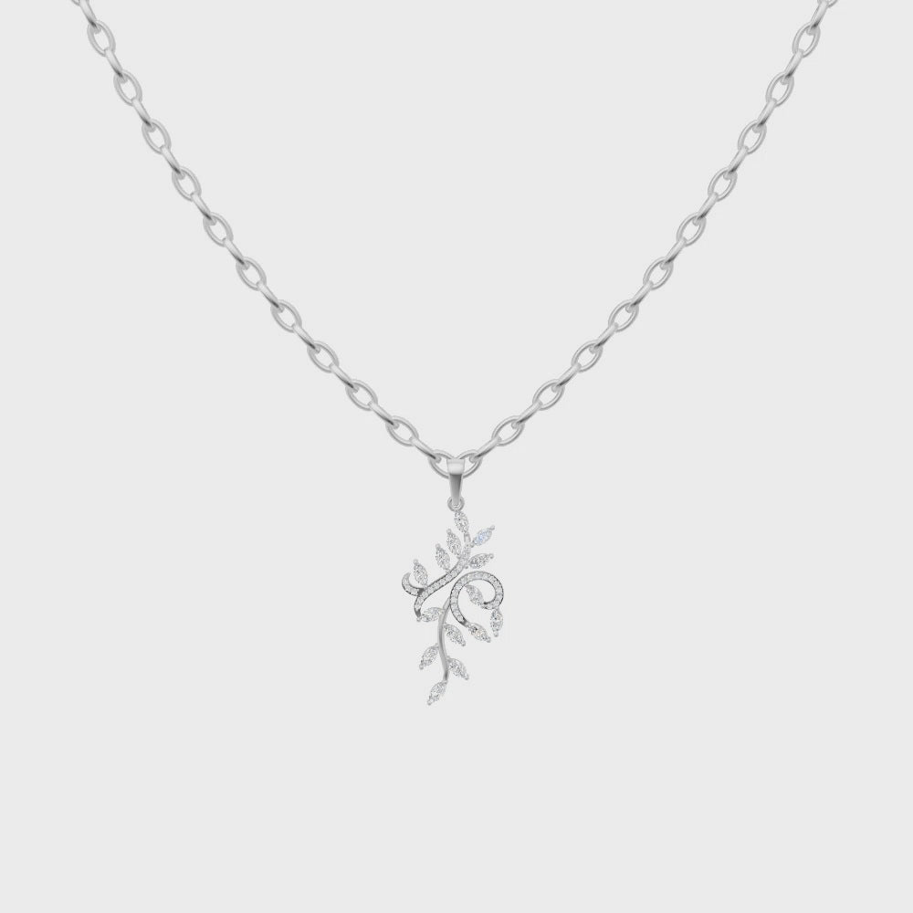 Lunaria Vine Cascade Lab Grown Diamond Pendant Necklace in White, Rose, Gold Tone