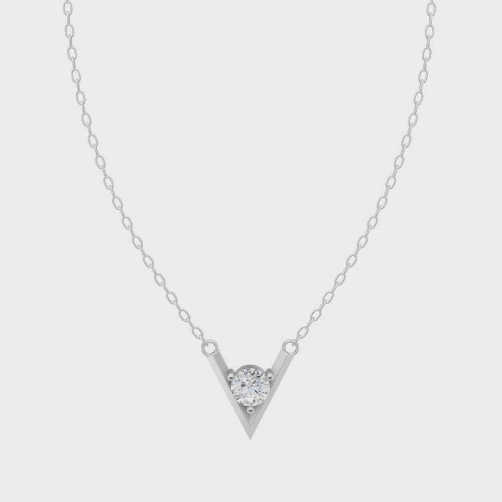 Geometric Women Pendant Necklace with Round Brilliant Cut Lab Grown Stone Accent