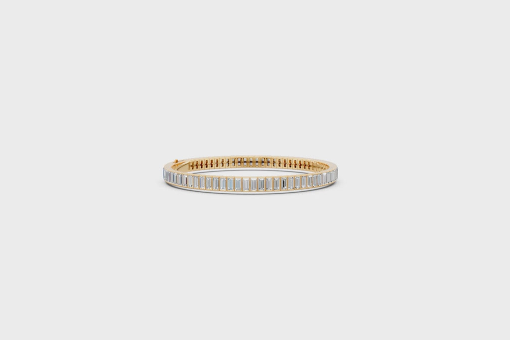 Simple White or Rose or Gold Baguette-Cut Lab Created Diamond Tennis Bracelet for Premium Styling