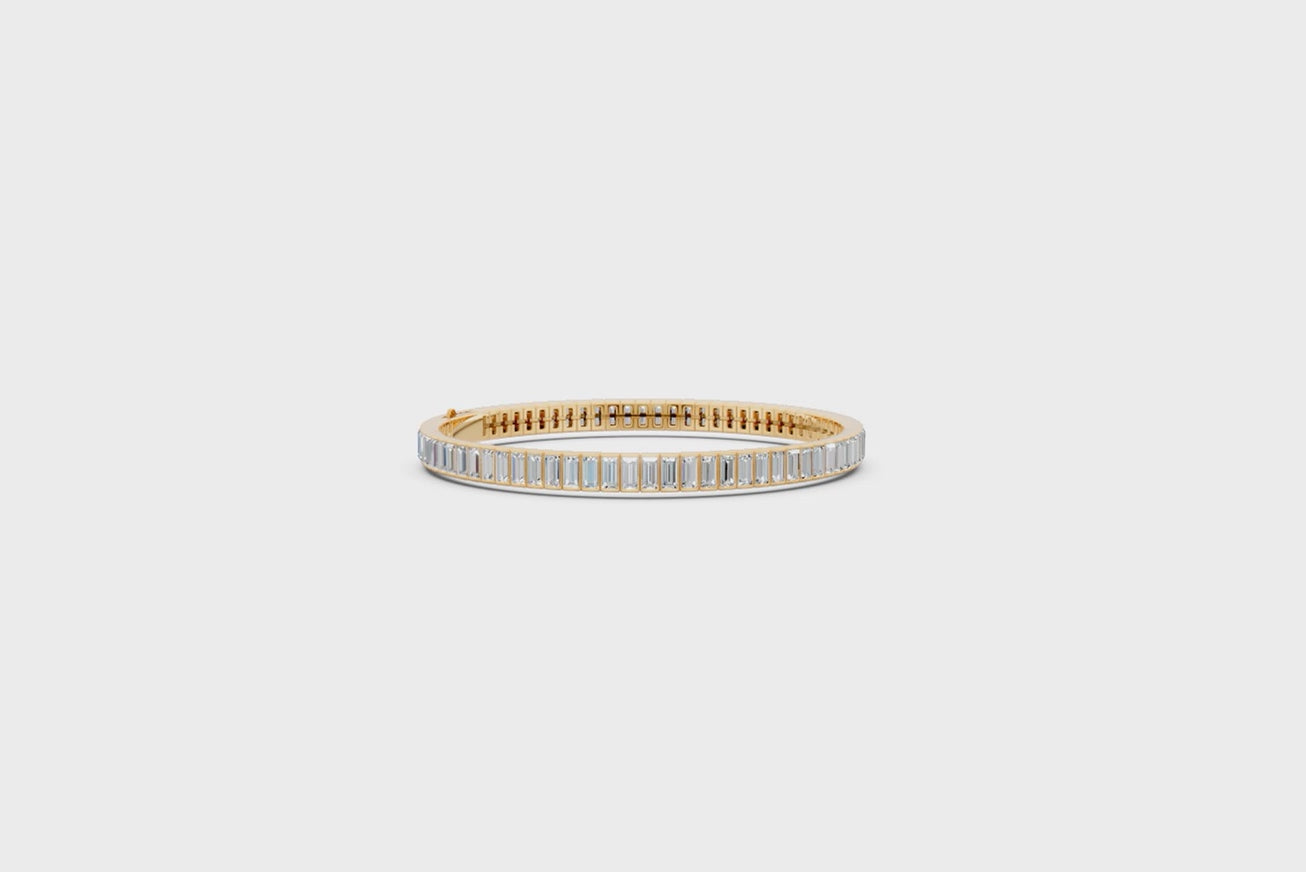 Simple White or Rose or Gold Baguette-Cut Lab Created Diamond Tennis Bracelet for Premium Styling