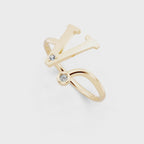 Luxury V Initial Open Ring for Women in Gold Tone