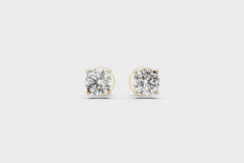 Classic Round Solitaire Lab Grown Diamond Stud Earrings for Women