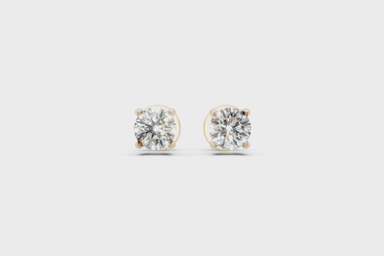 Classic Round Solitaire Lab Grown Diamond Stud Earrings for Women