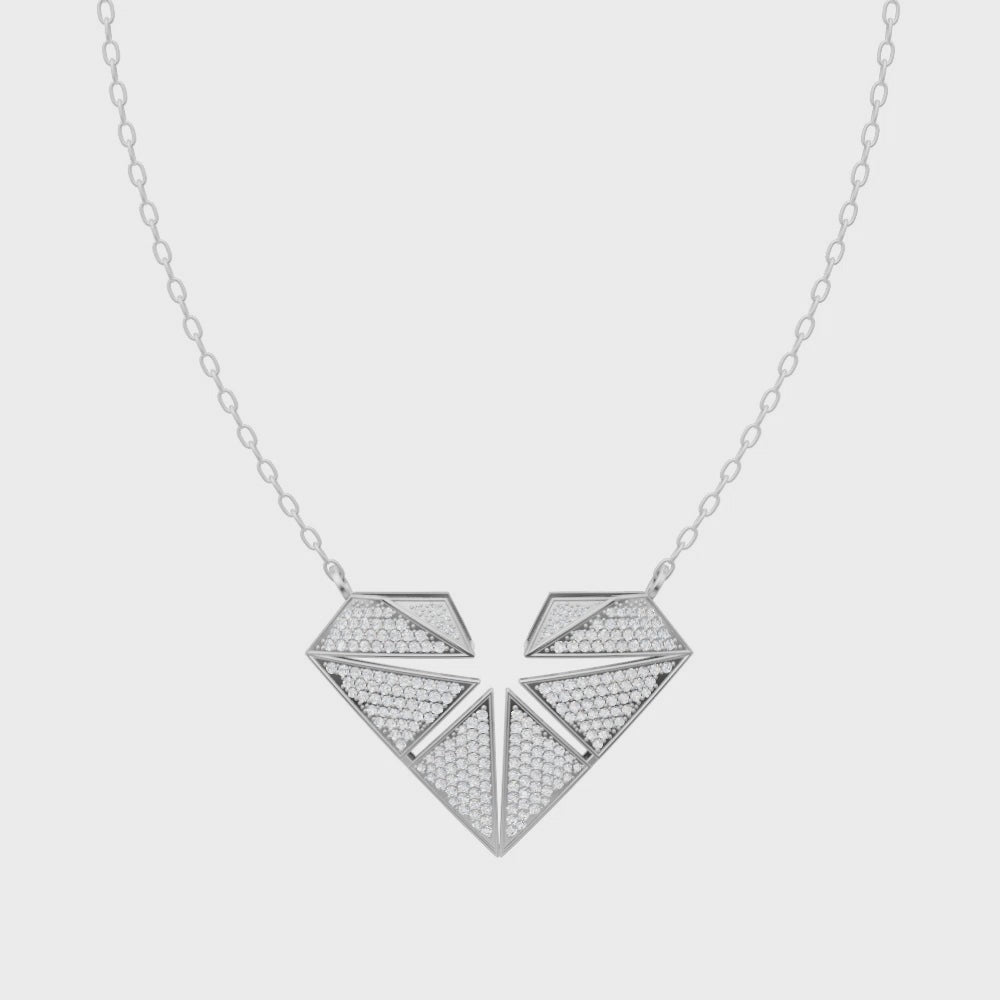 Elaris Faceted Heart Pendant Necklace in White or Rose or Gold Tone