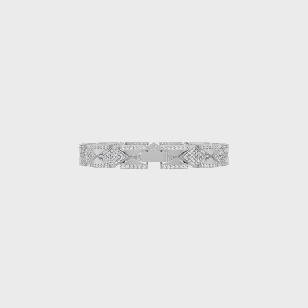 Luxury-Inspired Geometric Open-Frame Bracelet with Round Brilliant Lab Created Diamond
