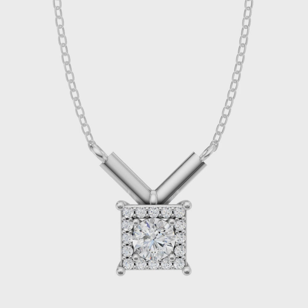 Elegant Bridal-Inspired Halo Lab Grown Diamond Pendant Necklace in 10 or 14 or 18K Gold