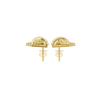 Astra Geometric Pavé Arc Earrings in White or Rose or Gold Tone with Brilliant Lab Grown Diamond