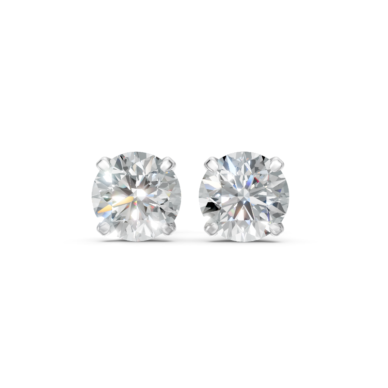 Elaria Square Brilliant Lab Grown Diamond Basket Stud Earrings in Gold & 925 Silver