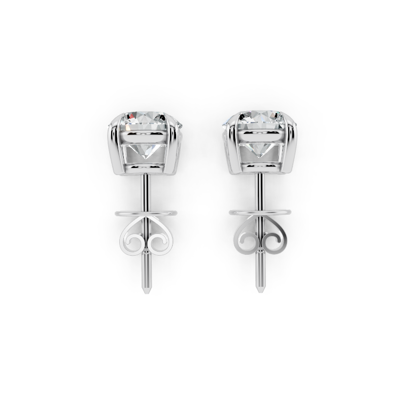 Classic Gold Solitaire Round Cut Lab Created Diamond Stud Earrings for Her