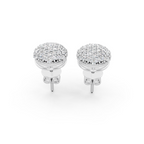 Premium Gold Pave Cluster Button Stud Earrings for Women with Round Brilliant Lab Grown Diamond