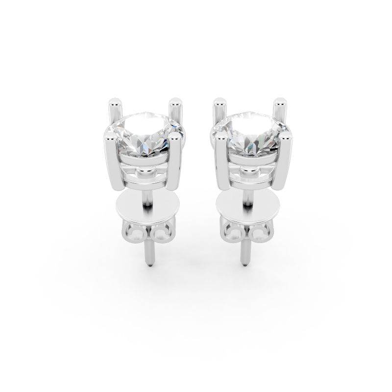 Valoria Round Solitaire Lab Grown Diamond Stud Earrings in 10 or 14 or 18K Gold