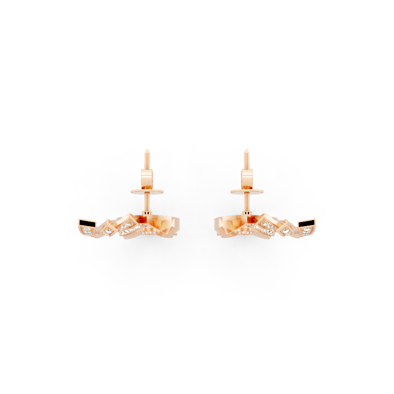 Sparkling Aurelia Fanlight Marquise Stud Lab Created Diamond Earrings in Gold with Pave Setting
