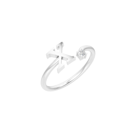 Diamond Initial X Open Ring