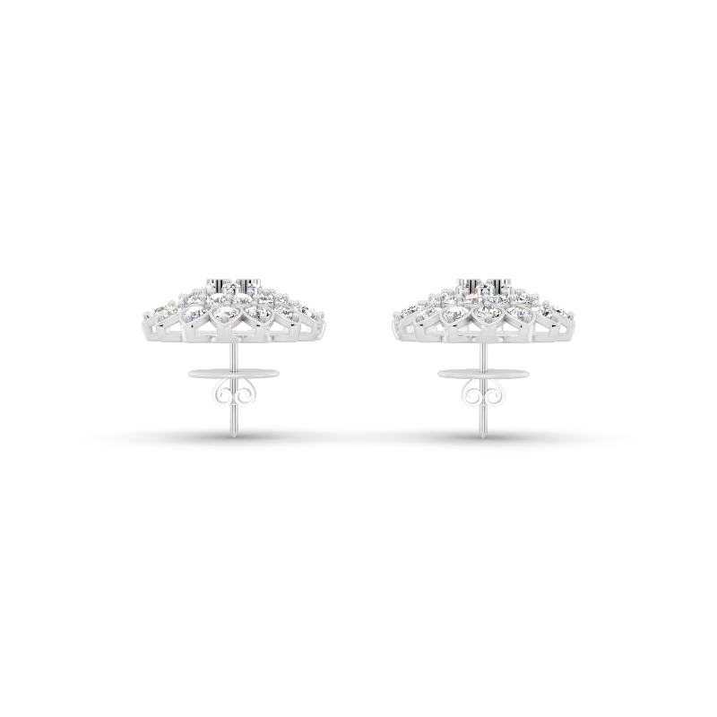 Marielle Floral Rosette Stud Earrings with Round Brilliant Lab Created Diamond