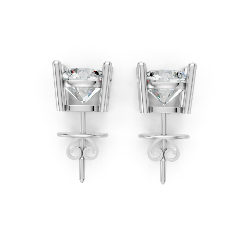 Aurevia Round Brilliant Lab Grown Diamond Basket Stud Earrings in 10 or 14 or 18K Gold