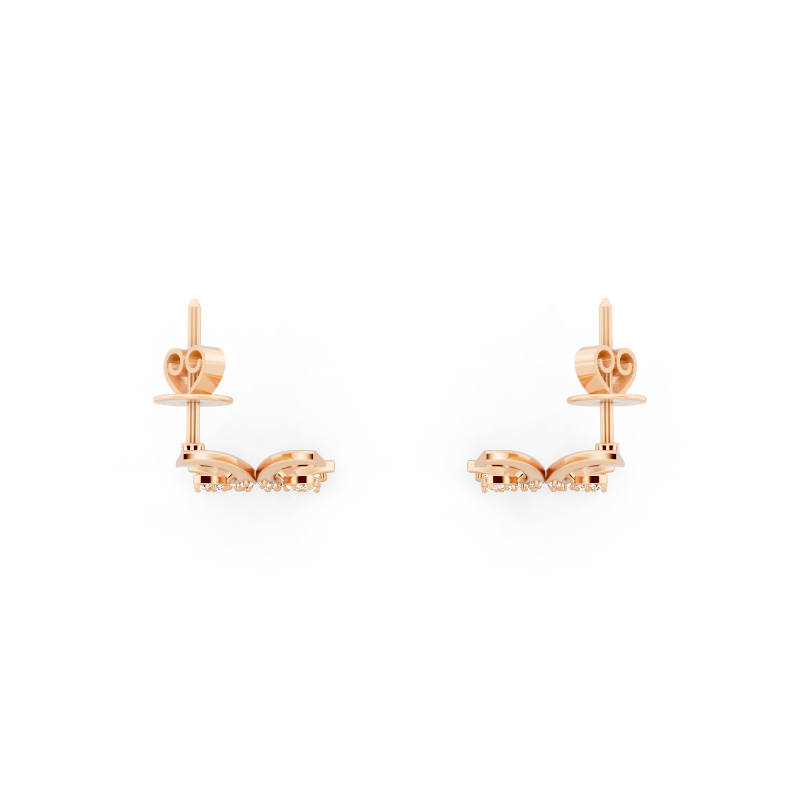 Aurelia Prism Kite Stud Earrings in Gold with Round Brilliant Lab Grown Diamonds