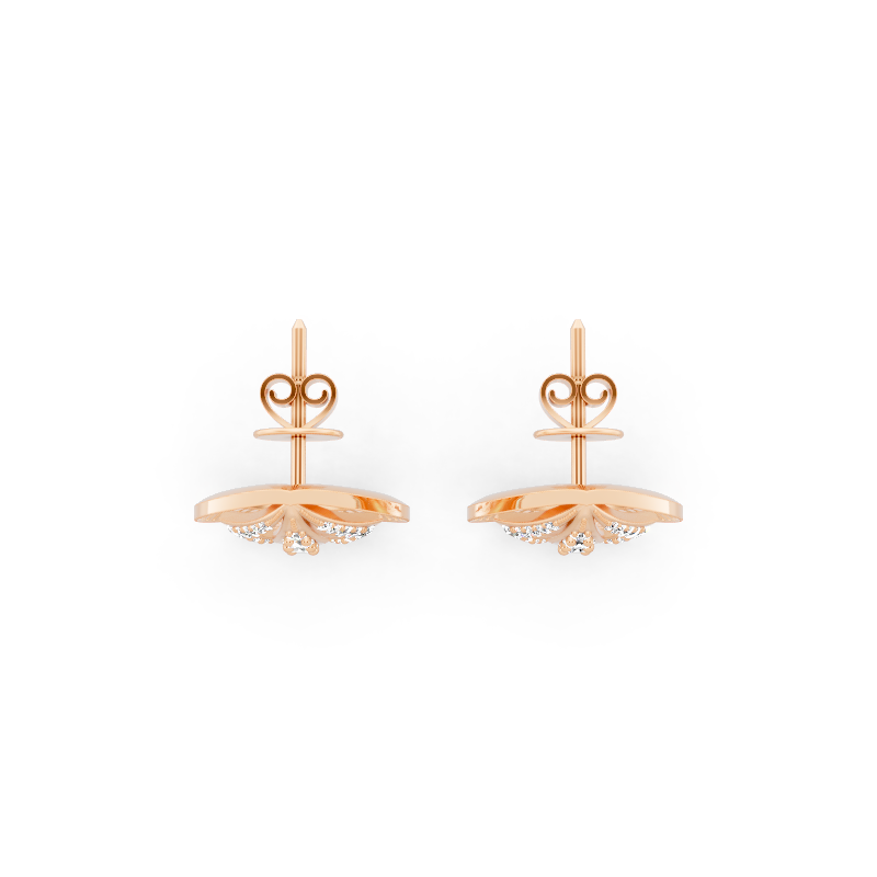 Seraphina Teardrop Filigree Stud Earrings with Round Brilliant Lab Created Diamond