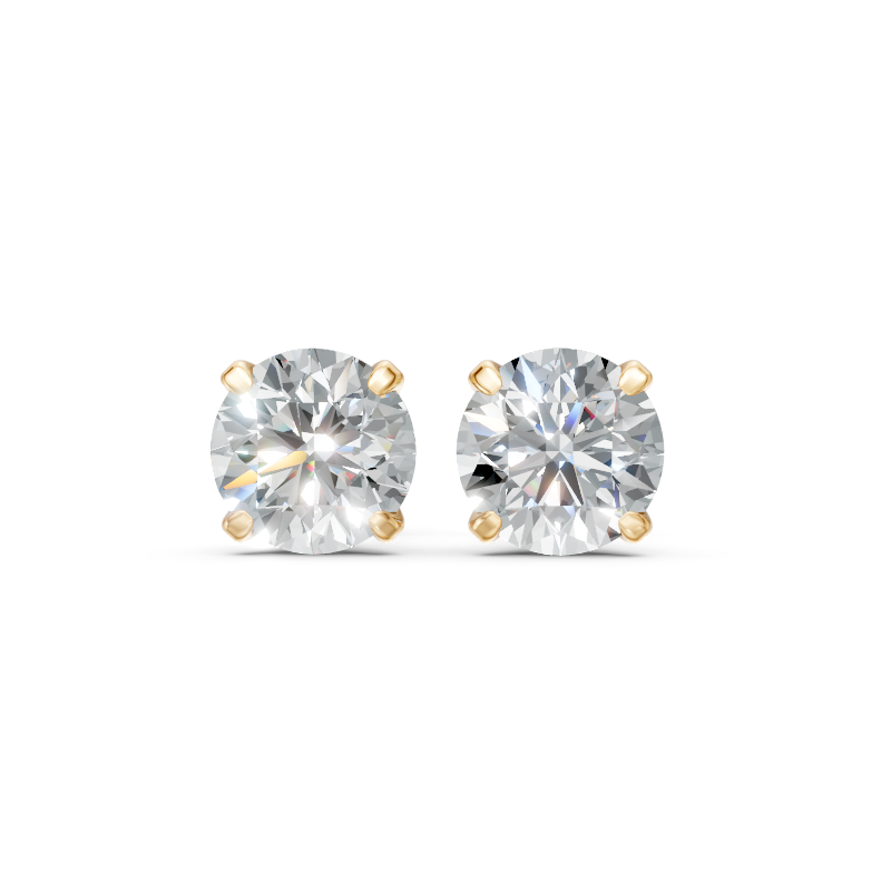 Elaria Square Brilliant Lab Grown Diamond Basket Stud Earrings in Gold & 925 Silver