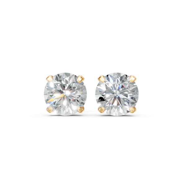 Elaria Square Brilliant Lab Grown Diamond Basket Stud Earrings in Gold & 925 Silver