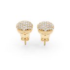 Premium Gold Pave Cluster Button Stud Earrings for Women with Round Brilliant Lab Grown Diamond