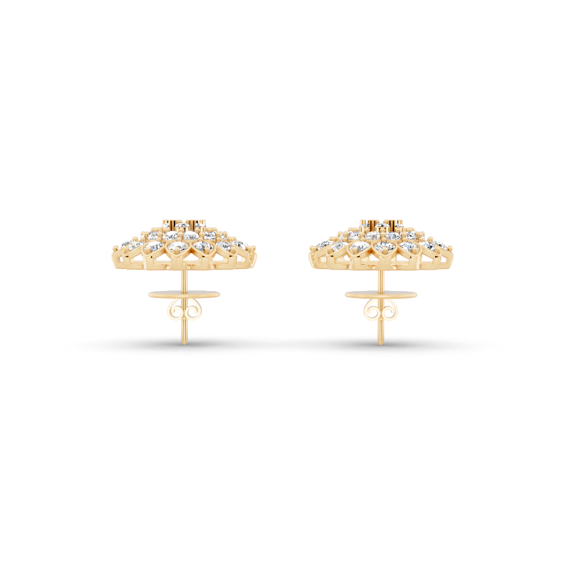 Marielle Floral Rosette Stud Earrings with Round Brilliant Lab Created Diamond
