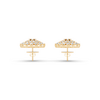 Marielle Floral Rosette Stud Earrings with Round Brilliant Lab Created Diamond