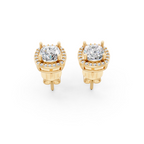 Aurielle Round Brilliant Lab Grown Diamond Halo Stud Earrings in Gold