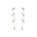 Fancy Long Statement Drop Earrings for Women with Lab Grown Diamond Station Design