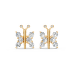 Luxury Round Brilliant Lab Grown Diamond Butterfly Stud Earrings in Gold