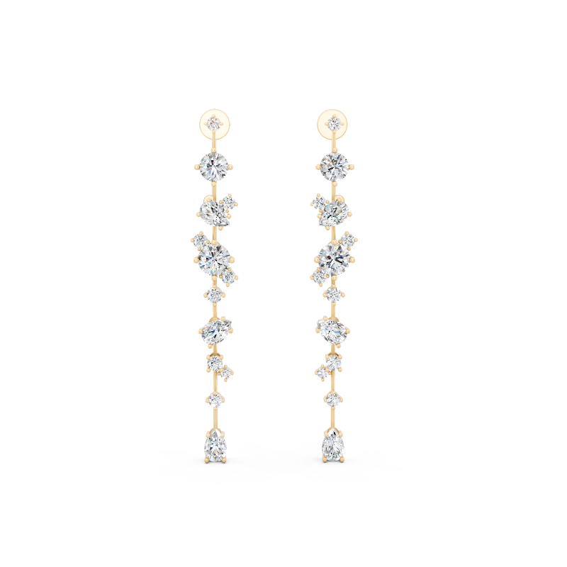 Premium Celestial Linear Cascade Lab Created Diamond Earrings with Clustered Sparkle Accents